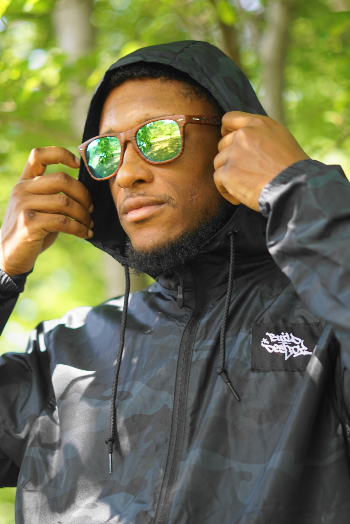 BUILD or DESTROY. Full-Zip Windbreaker Jacket - FALSEHOOD.