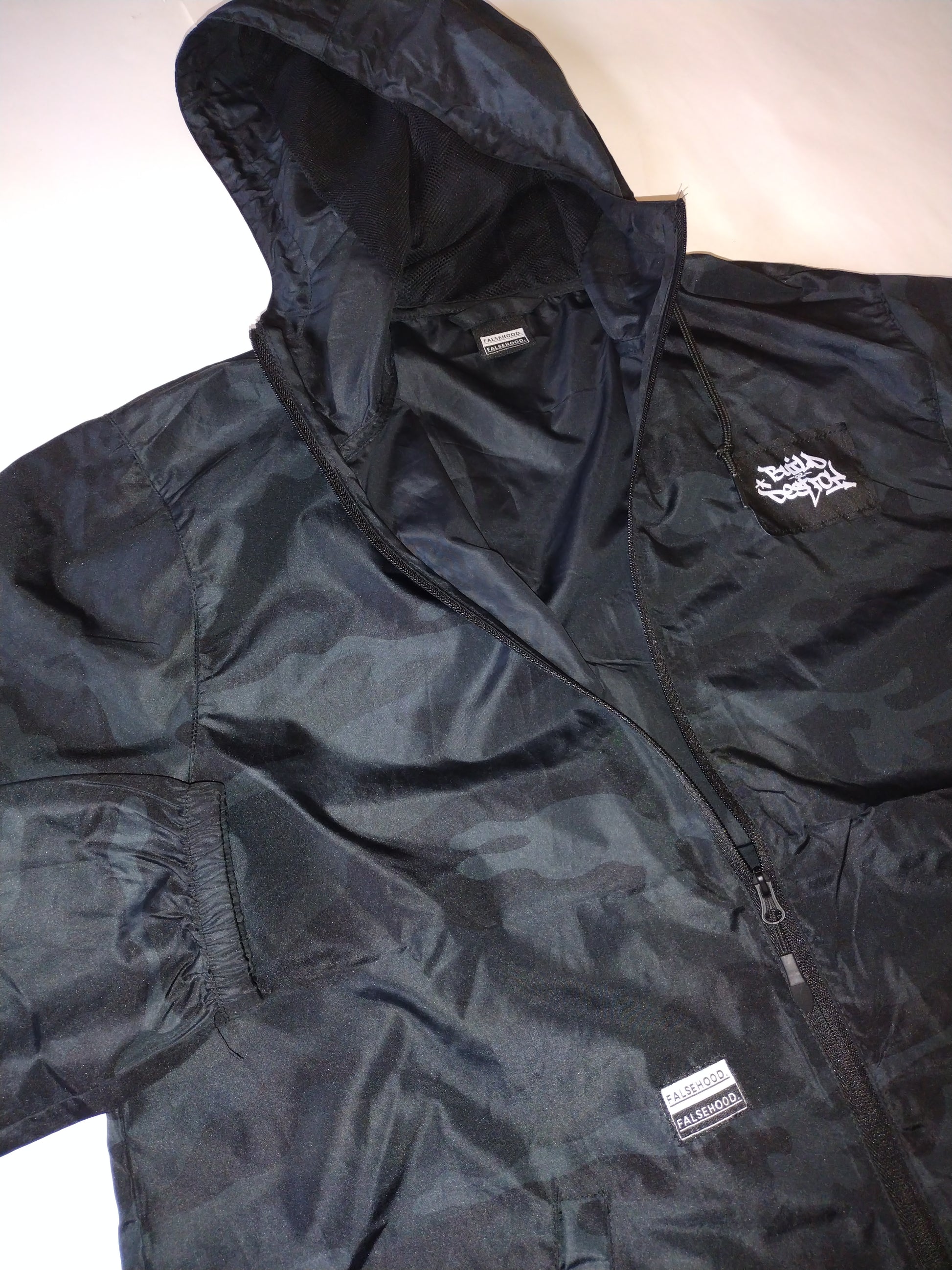 BUILD or DESTROY. Full-Zip Windbreaker Jacket - FALSEHOOD.