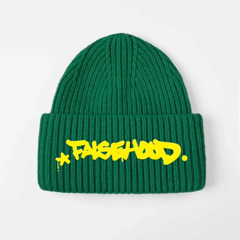 The Big TAG. Runner Merino Wool Beanie (High Cuff) - FALSEHOOD.